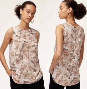Babaton Wieland Sleeveless Top Neutral Floral Print Size Medium